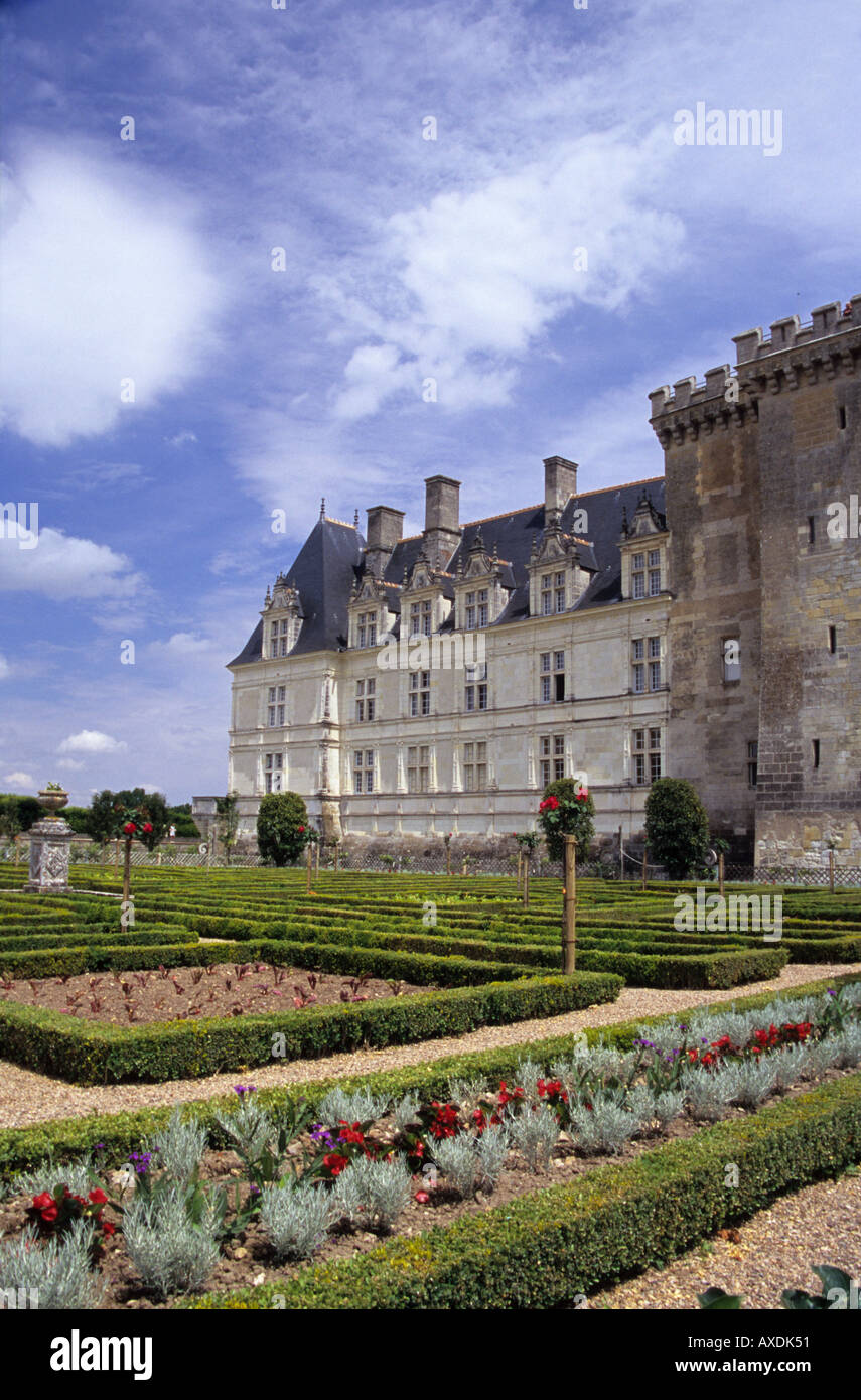 Chateau de Villandry e cucina giardino vicino a Tours nella Valle della Loira in Francia Foto Stock