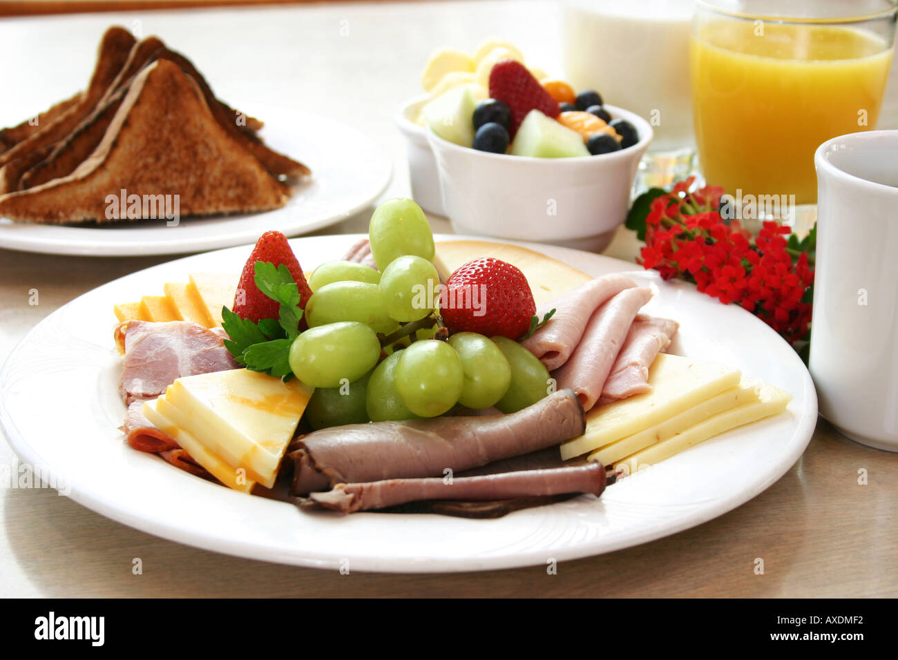 La prima colazione - Serie piatto di proteina Foto Stock