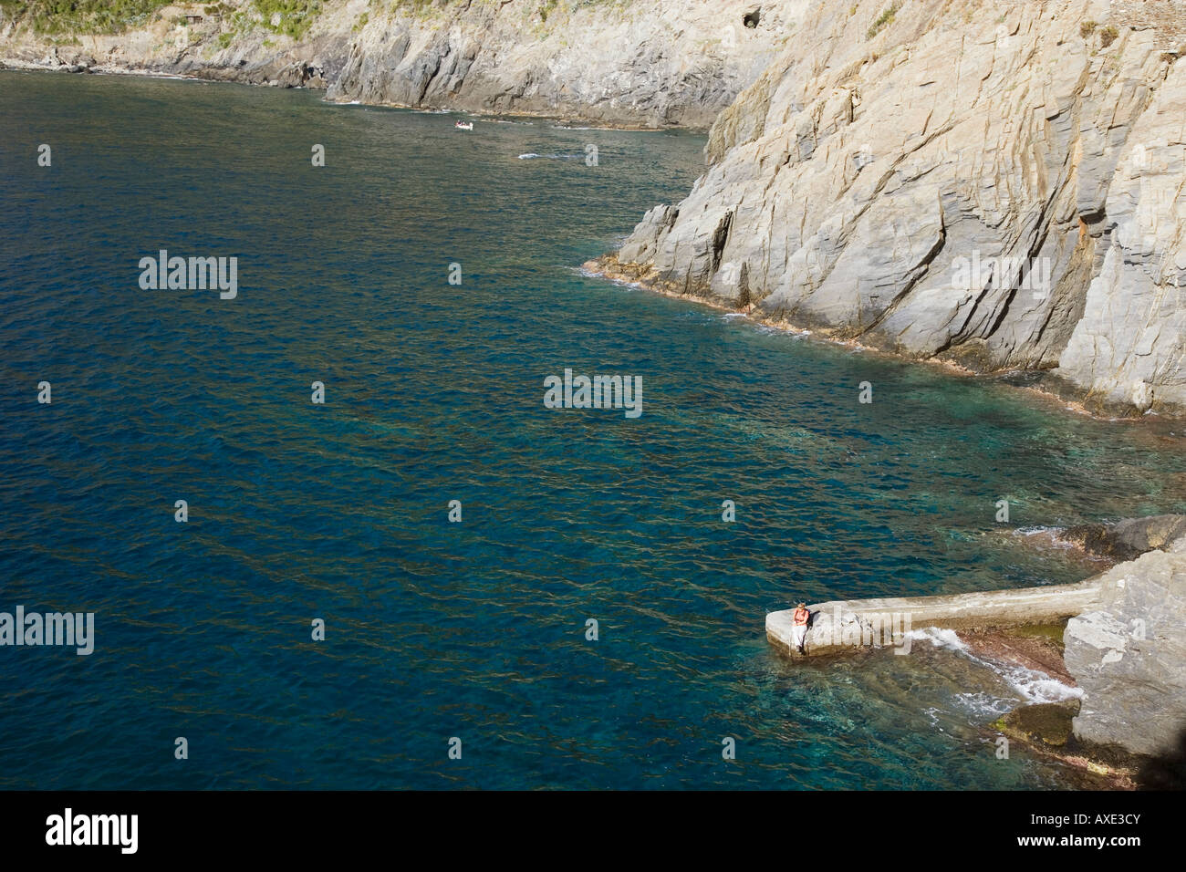 In Italia, la Liguria, Manarola, Mar Ligure Foto Stock