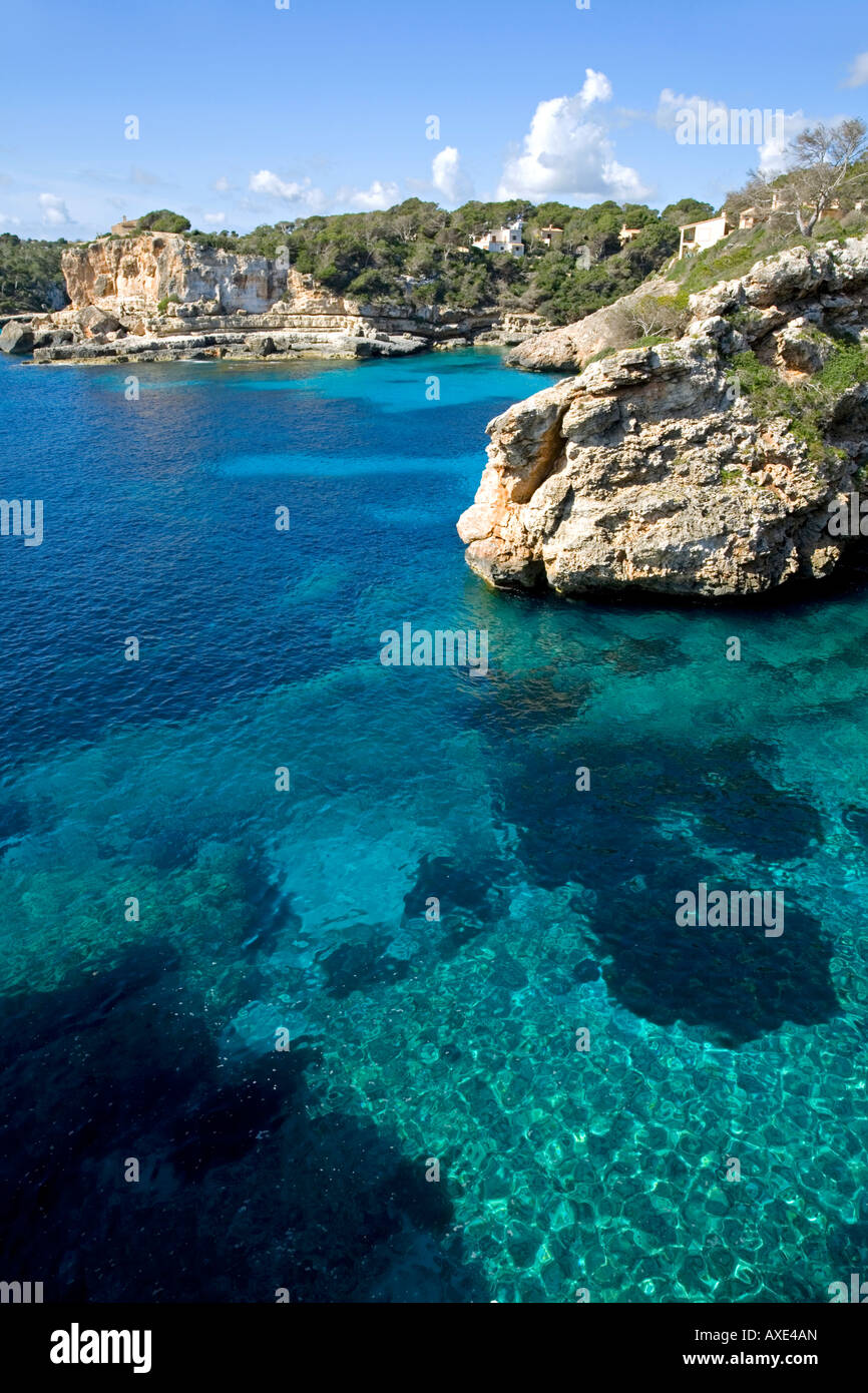 Costa scenic.vicino a Cala Llombards.Mallorca Island.Spagna Foto Stock