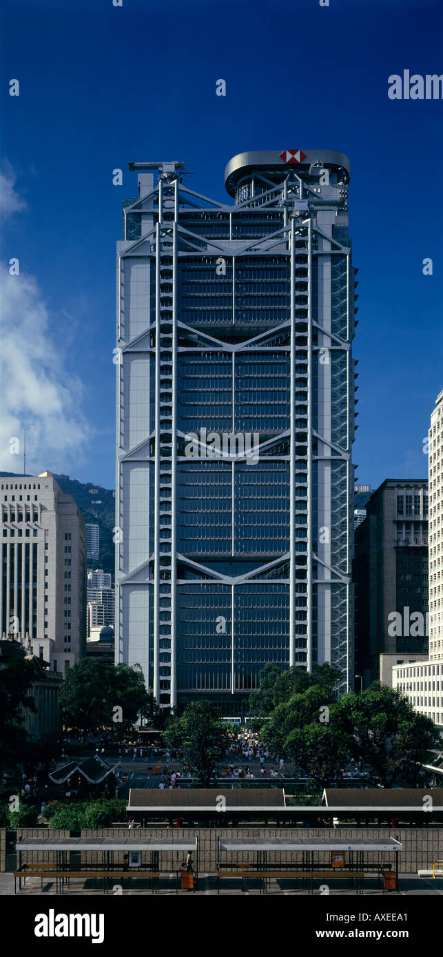 Hong Kong e Shanghai Bank, Hong Kong, 1979 -1986. Esterno. Architetto: Sir Norman Foster e Partner Foto Stock