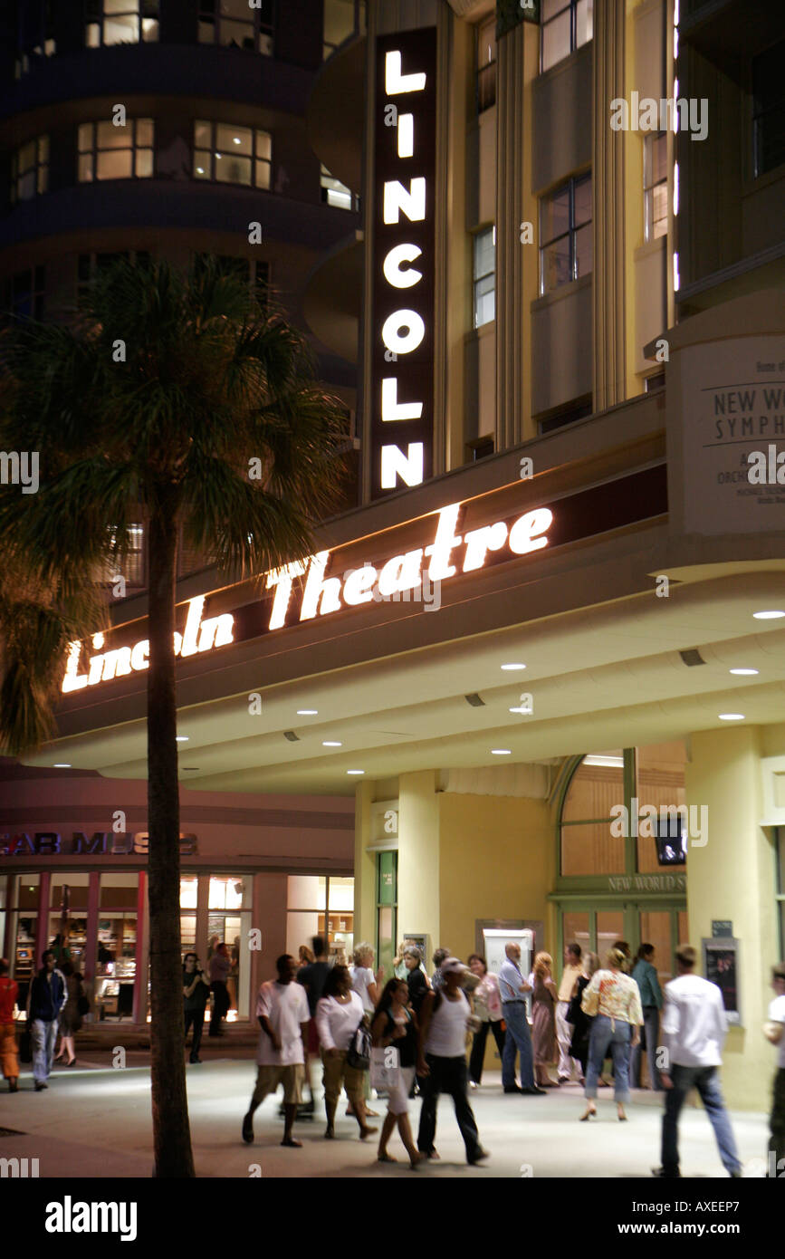 Miami Beach Florida, Lincoln Road Mall, Lincoln Theatre, teatro, spettacolo, intrattenimento, serata notturna, sociale, intrattenimento, spettacolo, shopping, F Foto Stock