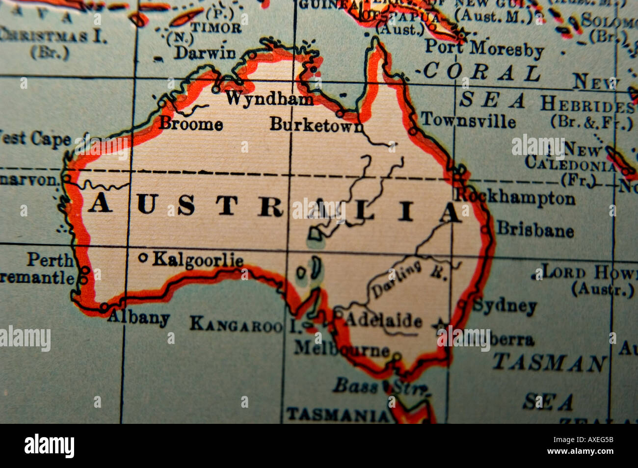 Australia su un antico mappa Foto Stock
