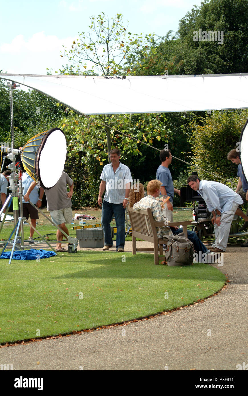 Troupe riprese di una commerciale nel Regents Park London Foto Stock