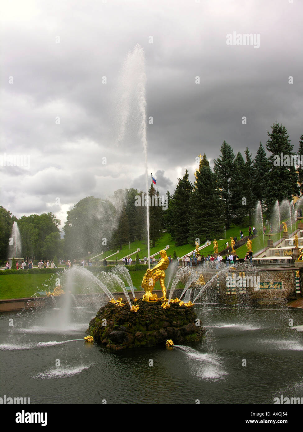 Founains di Petergof.Petrodvorets, Russia. Sansone. Foto Stock