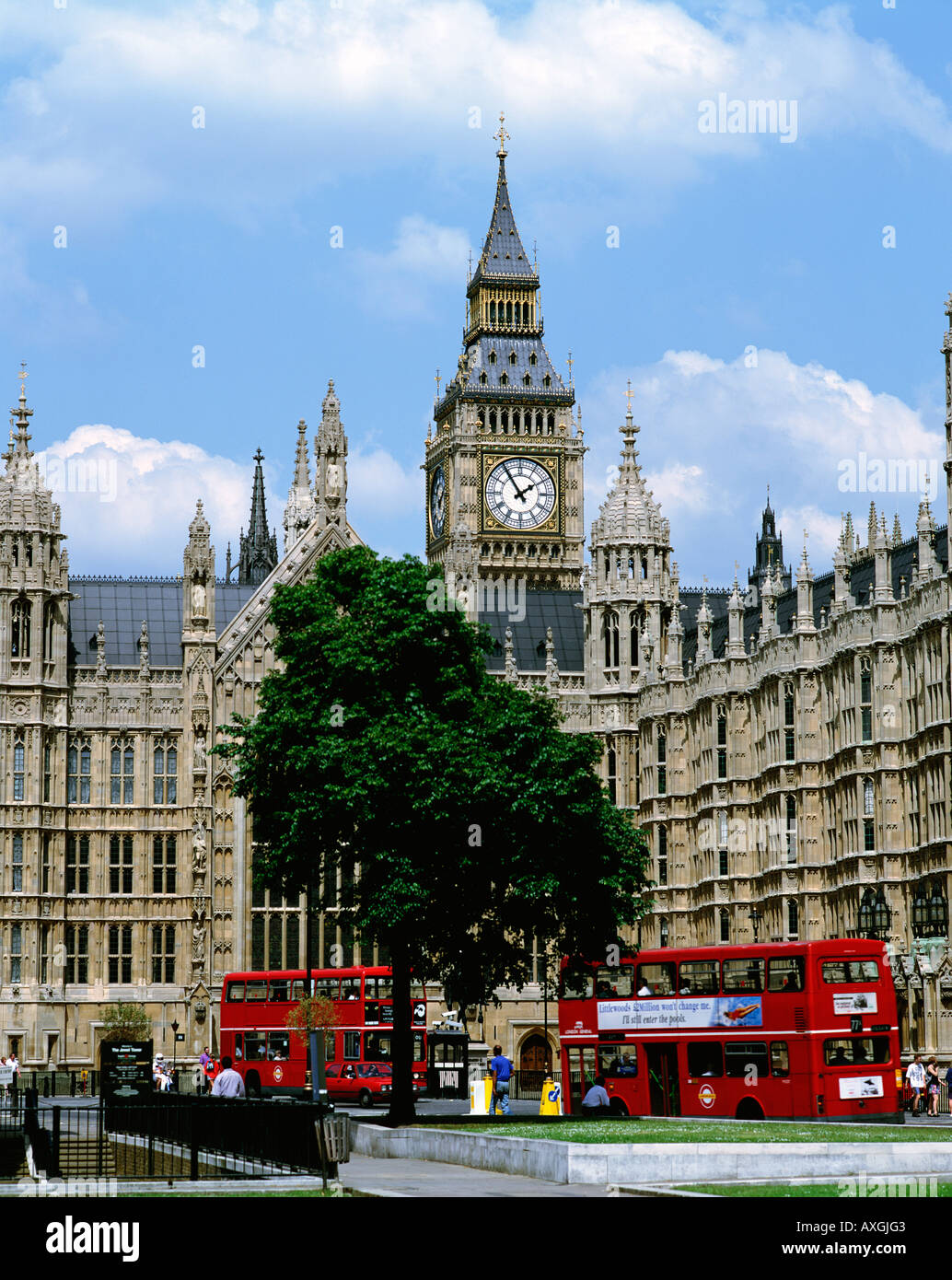 La Casa del Parlamento, il Big Ben orologio, Westminster, London, England, Regno Unito, GB Foto Stock