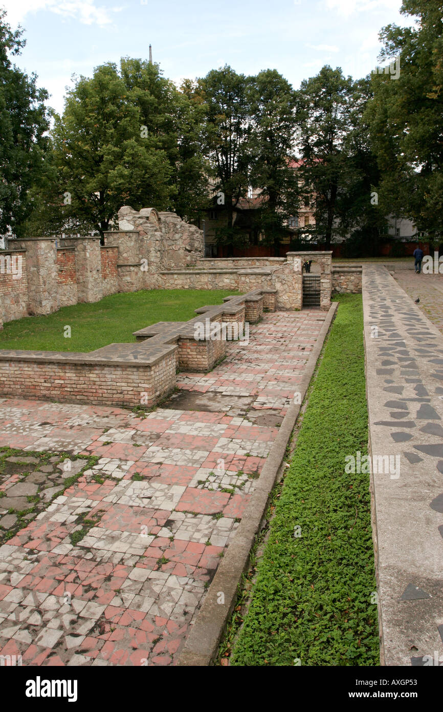 Resti della grande sinagoga corale nel vecchio ghetto di Riga, Lettonia Foto Stock