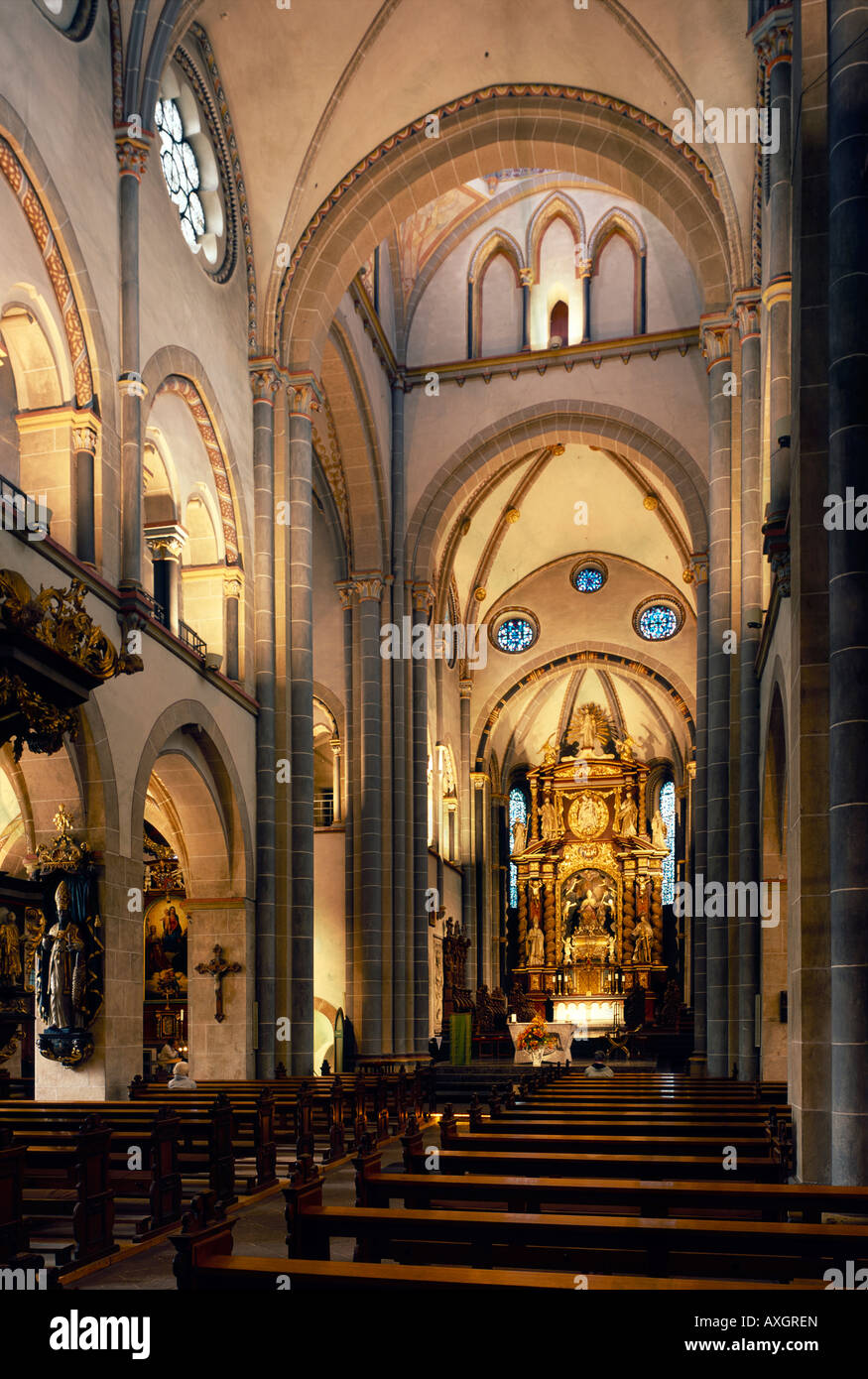 Essen-Werden, Stiftskirche San Ludgerus, Blick nach Osten Foto Stock