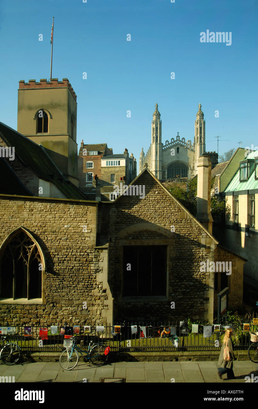 Vista sul centro di Cambridge verso est anteriore del King s College Chapel Foto Stock