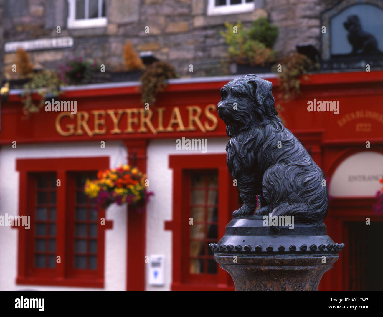 Statua di Greyfriars Bobby. Il XIX secolo Skye Terrier cane da Edimburgo, Scozia. Foto Stock