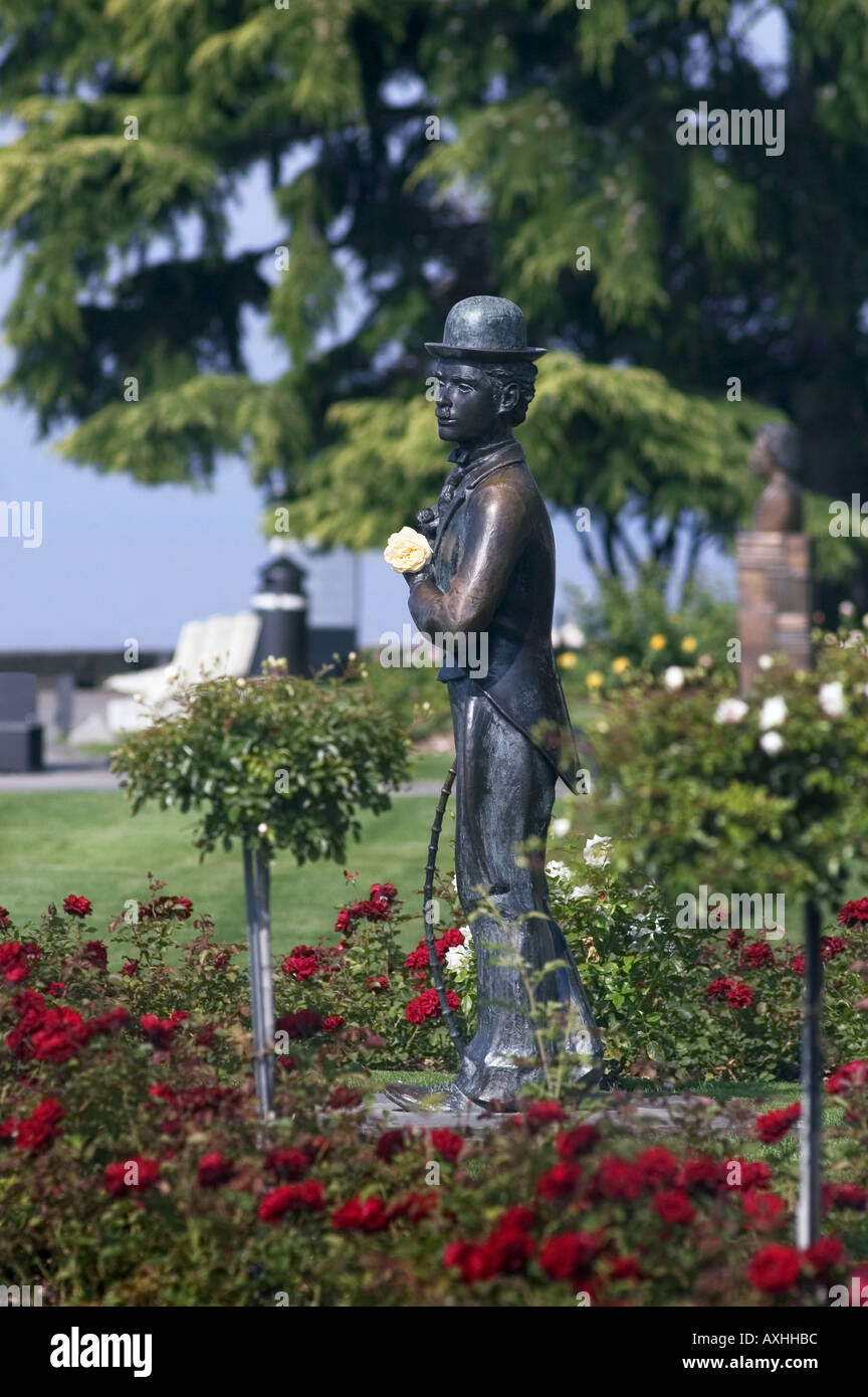 Charlie Chaplin statua in Vevey Foto Stock