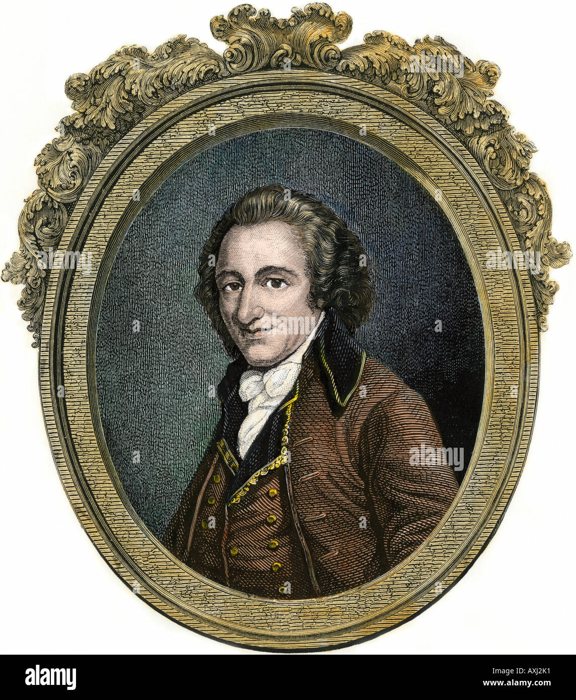 Thomas Paine. Colorate a mano la xilografia Foto Stock