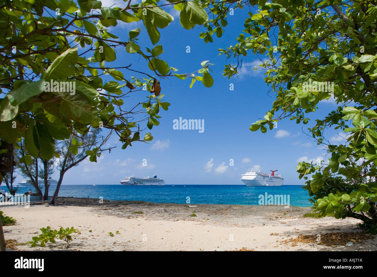 Navi da Crociera off Georgetown sull'isola di Grand Cayman in Cayman Islnads Foto Stock