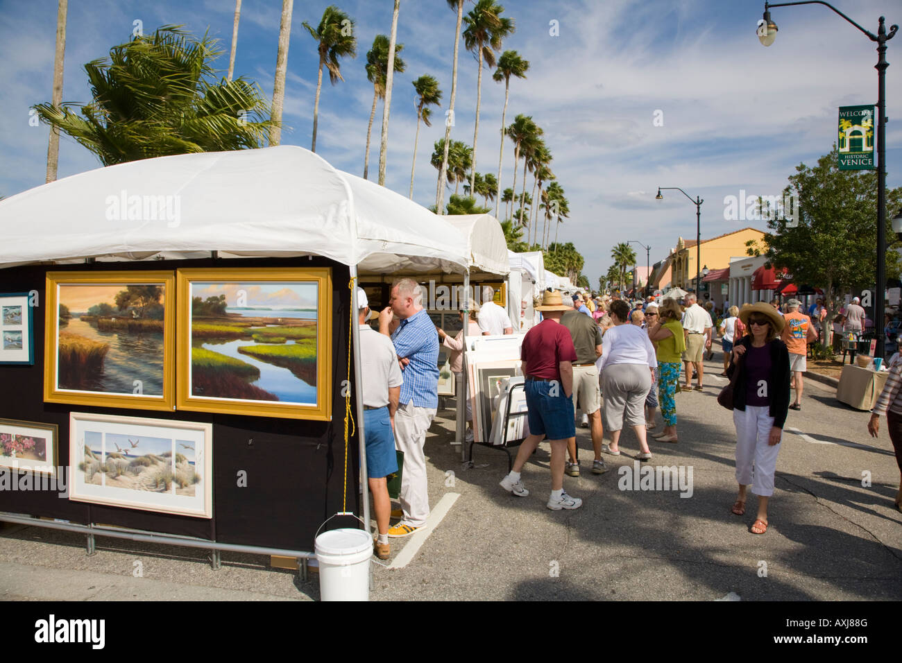 Arte annuale mostra dell'artigianato in downtown Venice Florida Foto Stock