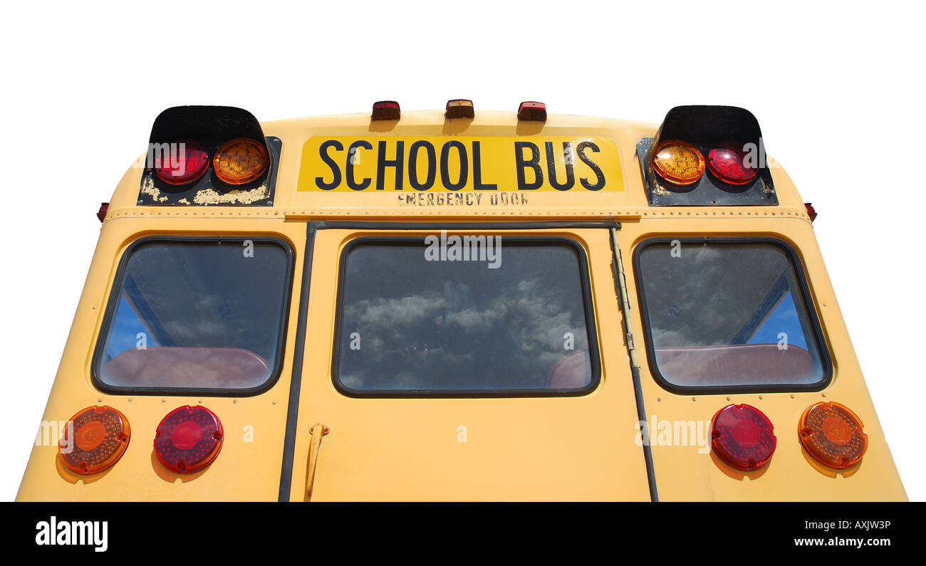 American School bus isolate su sfondo bianco Foto Stock