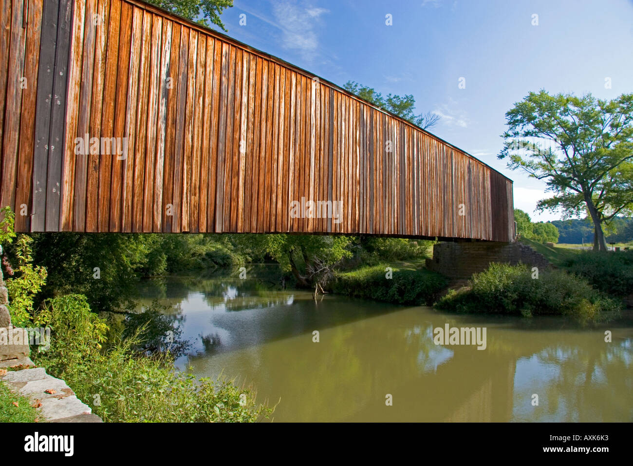 Un ponte coperto al Burfordville Grist Mill in Burfordville Missouri Foto Stock