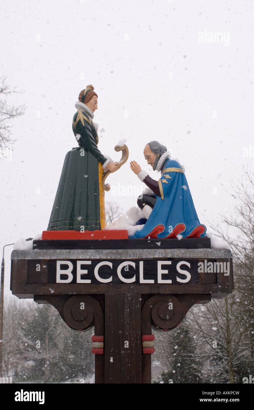 Beccles Town Sign in Suffolk REGNO UNITO Foto Stock