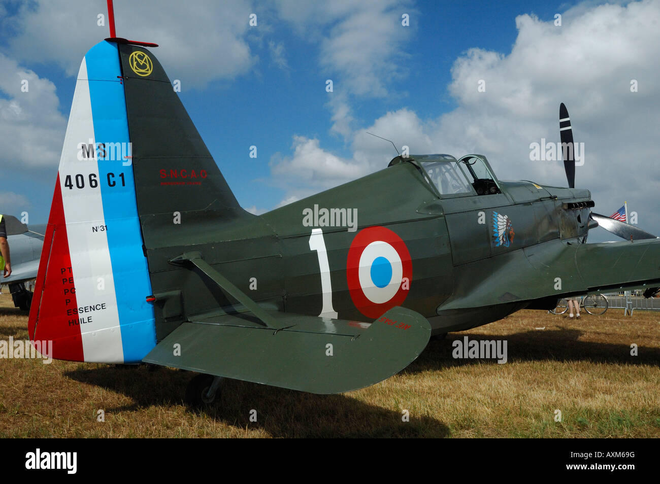 Morane Saulnier MS-406 (D-3801), rare e storico francese della seconda guerra mondiale da combattimento aereo Foto Stock