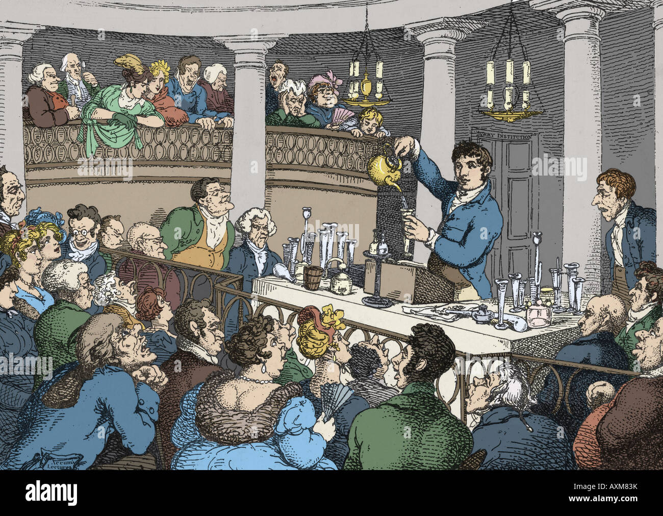 La caricatura di Thomas Rowlands raffigurante il Professor Humphrey Davy. Foto Stock