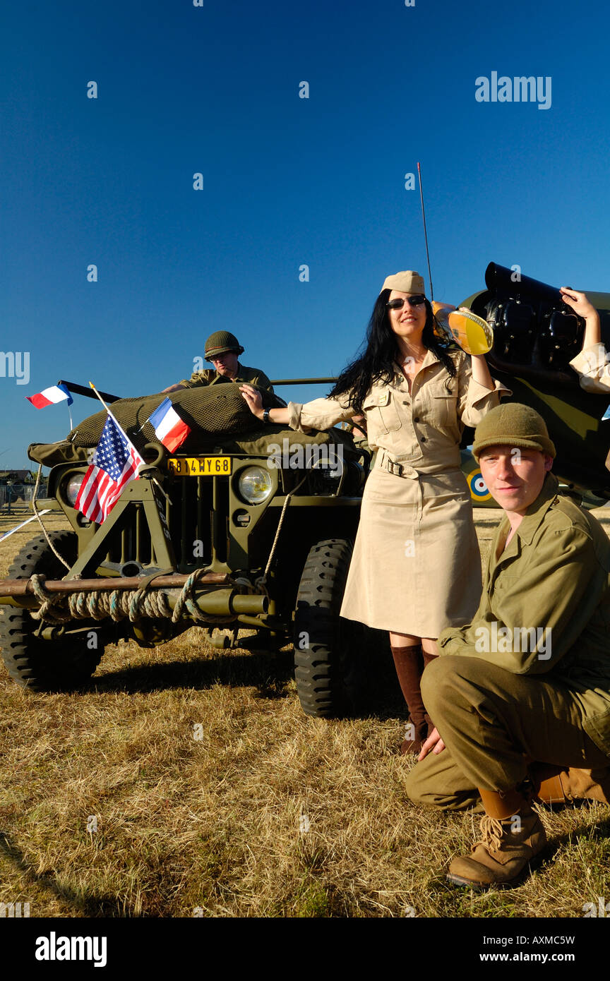 Commemorative Airshow francese a Haguenau circa il sessantesimo liberazione della Francia da parte dell'esercito americano nel 1945 nella regione Alsace Foto Stock
