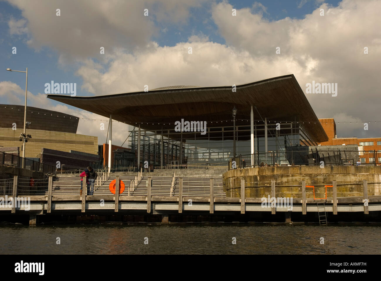 L'edificio Senedd, casa della National Assembly for Wales, Cardiff Bay. Foto Stock