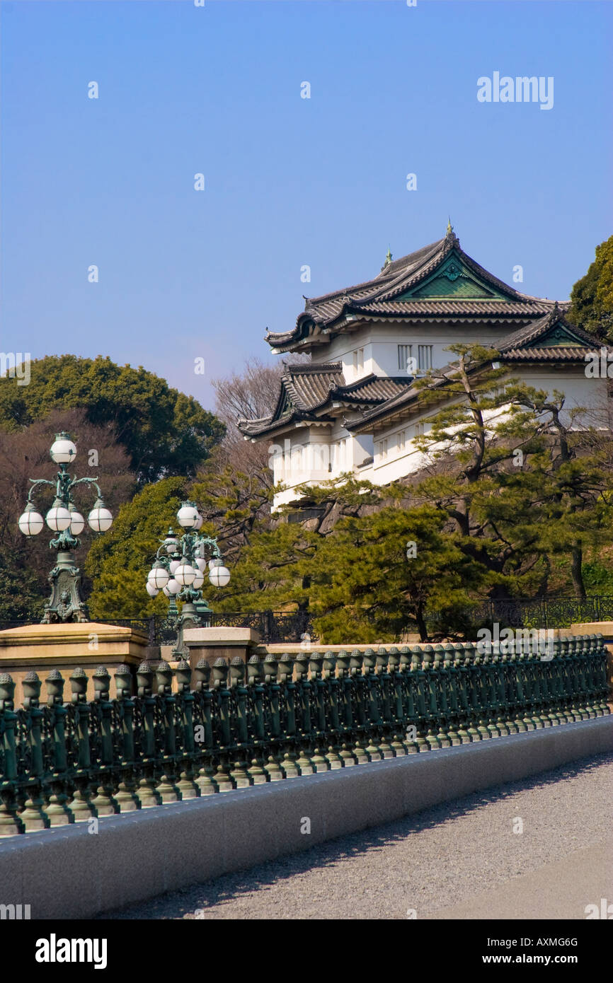 Fushimi Yagura torre di avvistamento da Nijubashi su Imperial Palace motivi a Tokyo Giappone Foto Stock