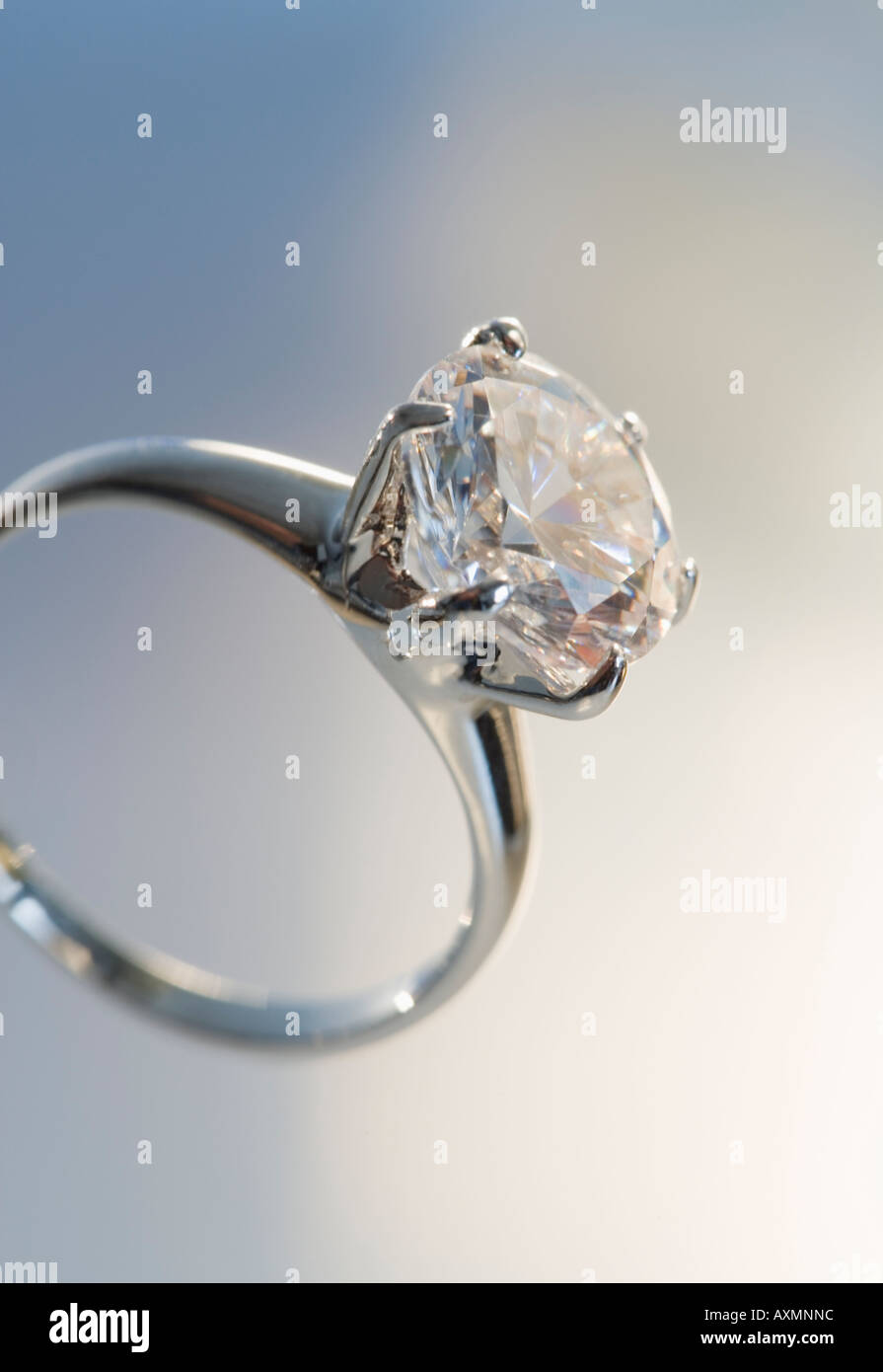 Diamond Like anello in sei fronti impostazione argento Foto Stock