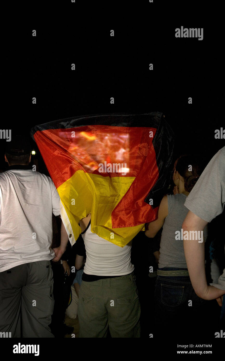Durante la partita di calcio Germania Polonia quando i tedeschi hanno fatto il loro obiettivo in minute 91 Foto Stock