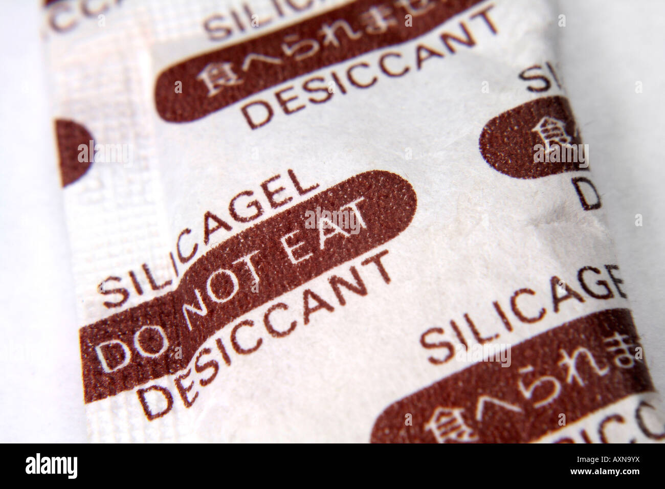 Gel di silice busta per il controllo dell'umidità Foto Stock