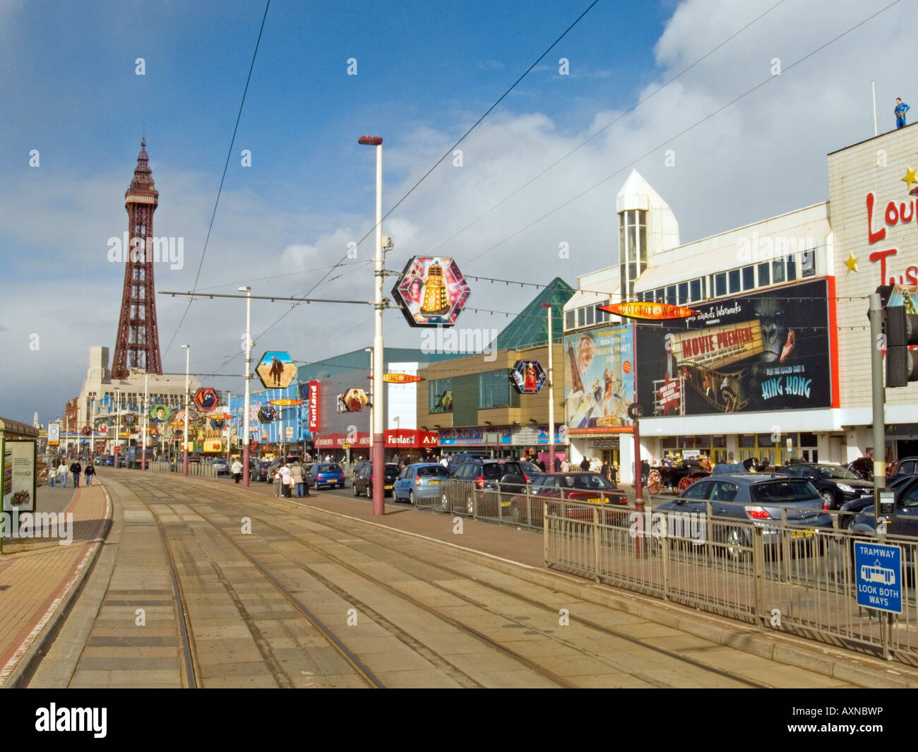 La Blackpool Tower e il lungomare Foto Stock