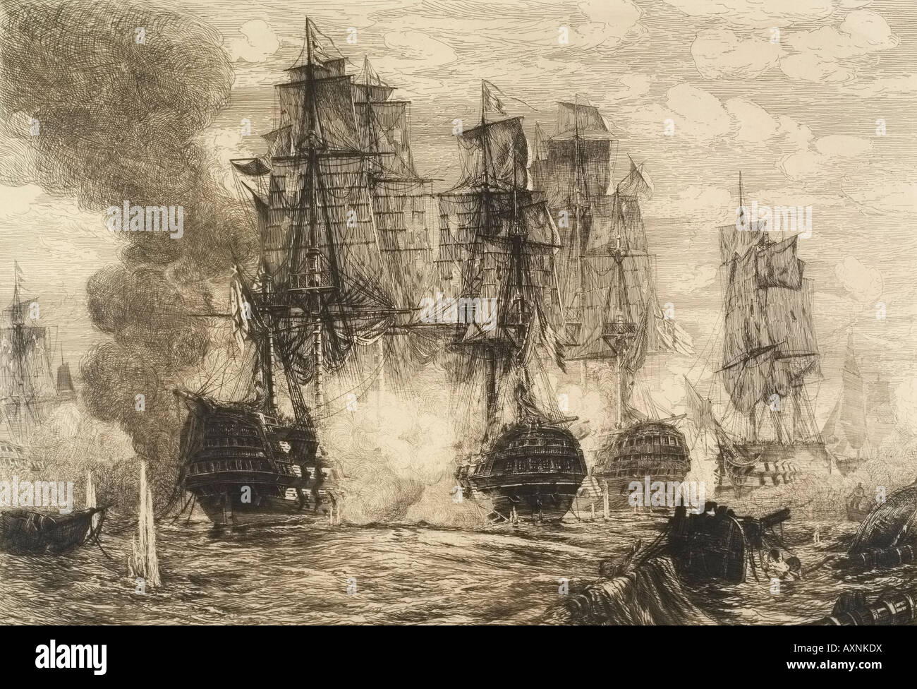 La Battaglia di Trafalgar Foto Stock