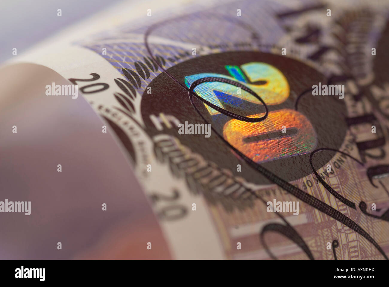 British £20 nota banca Foto Stock