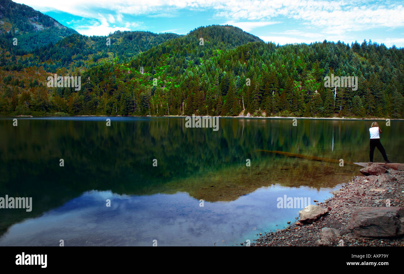 Il lago dei boschi vicino Lago di speranza nella British Columbia, Canada. Foto Stock