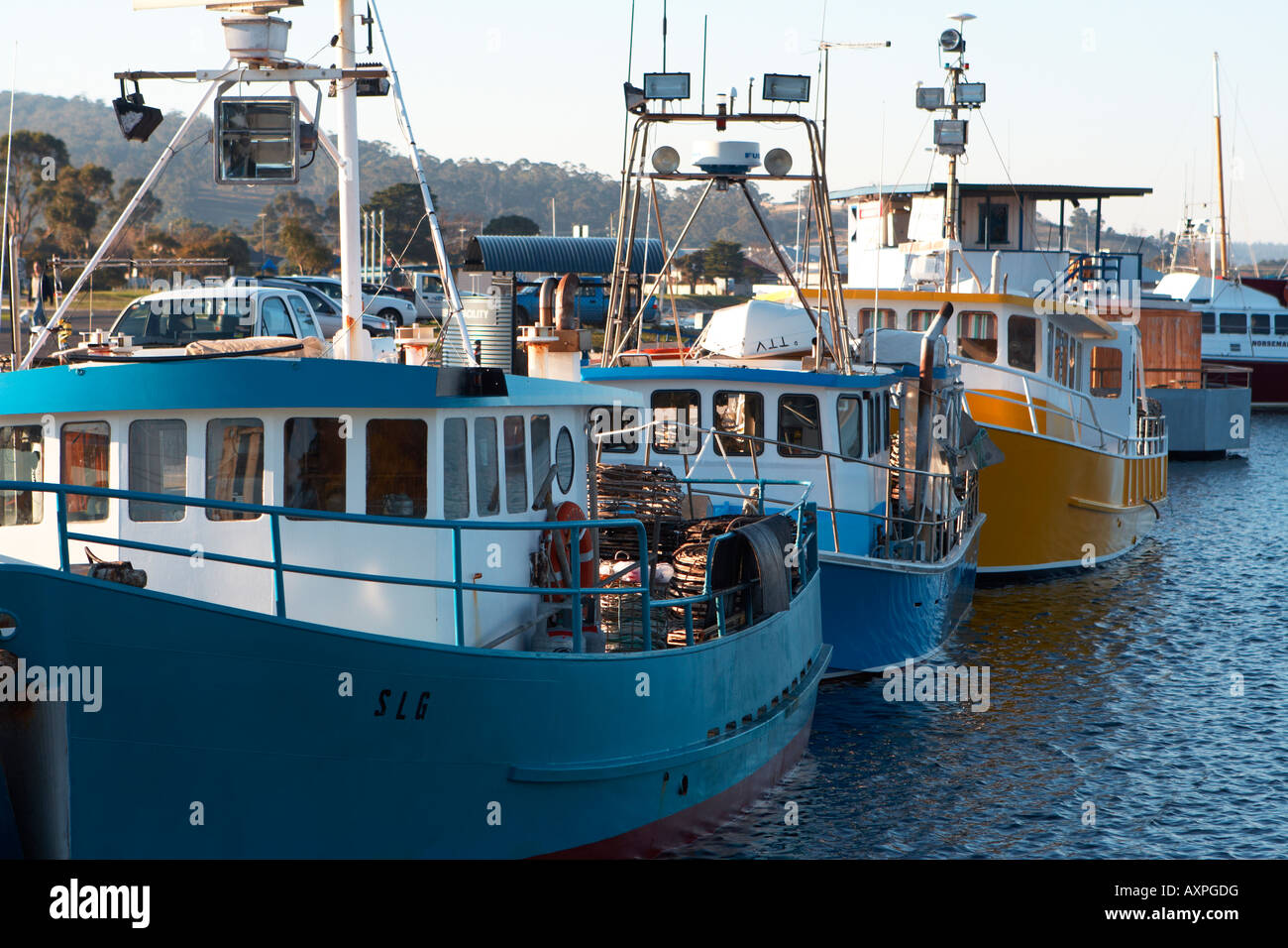 Barche da pesca in Hobart, Tasmania Foto Stock