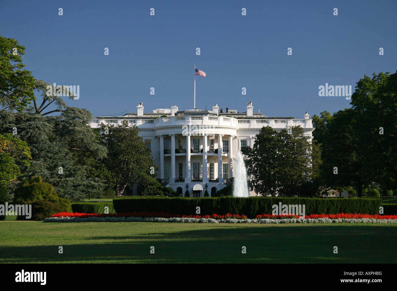 Il Portico Sud della Casa Bianca, la sede ufficiale del Presidente degli Stati Uniti d'America. Foto Stock