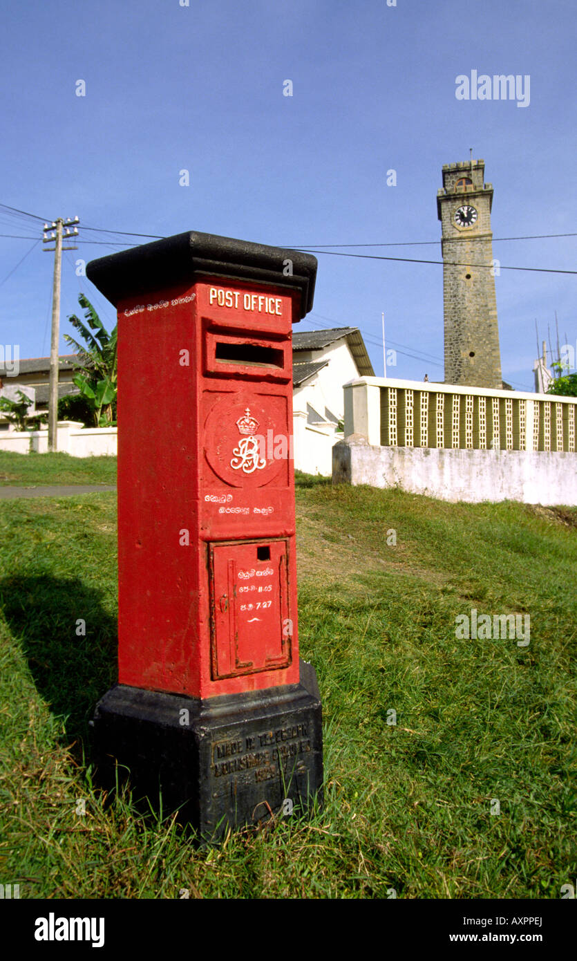 Sri Lanka Galle Fort era coloniale George V quinta casella postale e la torre dell orologio Foto Stock