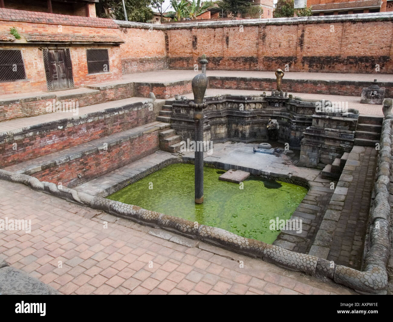 Il serpent S piscina nel Palazzo Reale Bhaktapur valle di Kathmandu Himalaya Nepal Asia Foto Stock