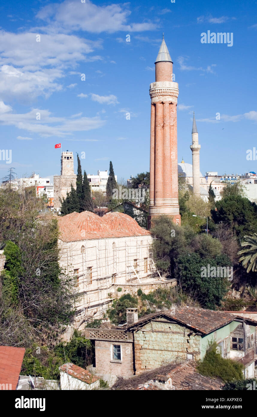 Antalya Minareto Yivli Foto Stock