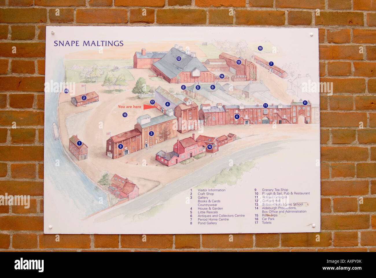 Segno a Snape Maltings,Suffolk, Regno Unito Foto Stock