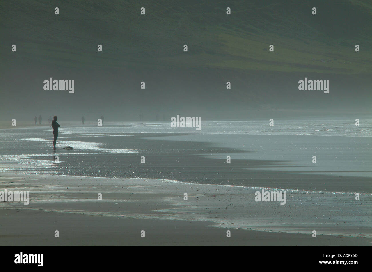 Rhossili bay 3 miglia di sabbia dorata Penisola di Gower Galles Clwyd UK Regno Unito GB Gran Bretagna UE Unione europea EUROPA Foto Stock