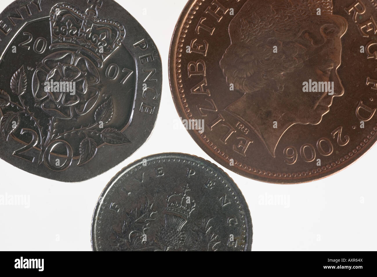 Monete britanniche Foto Stock
