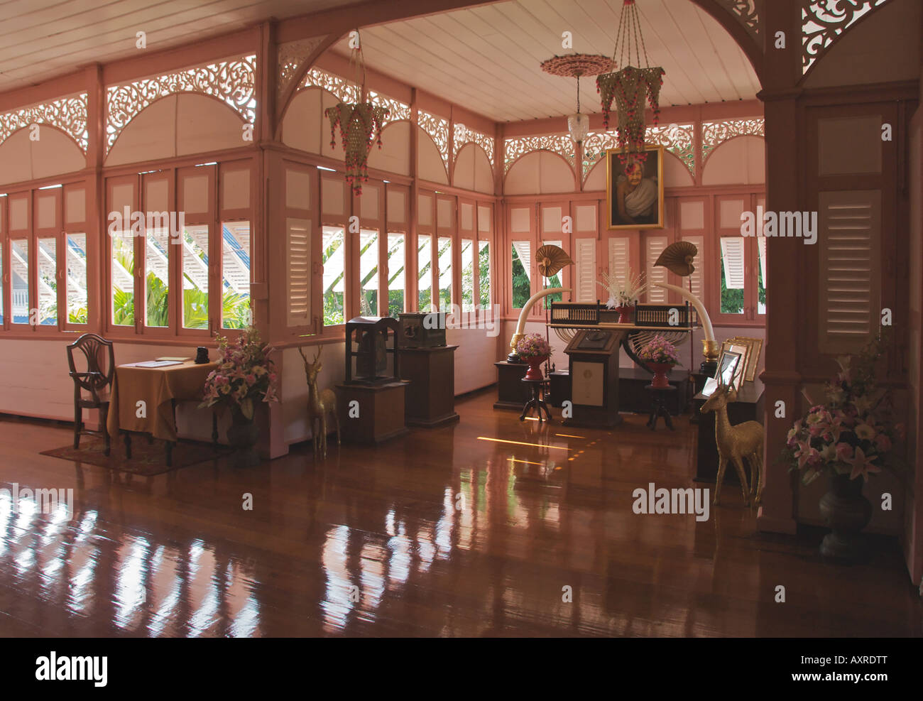 Interno soggiorno Casa Vongburi Phrae Thailandia Foto Stock