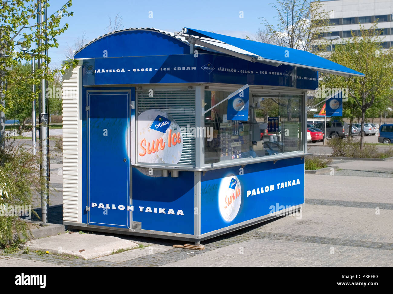 Ice-cream stand Oulu City market place Finlandia Foto Stock