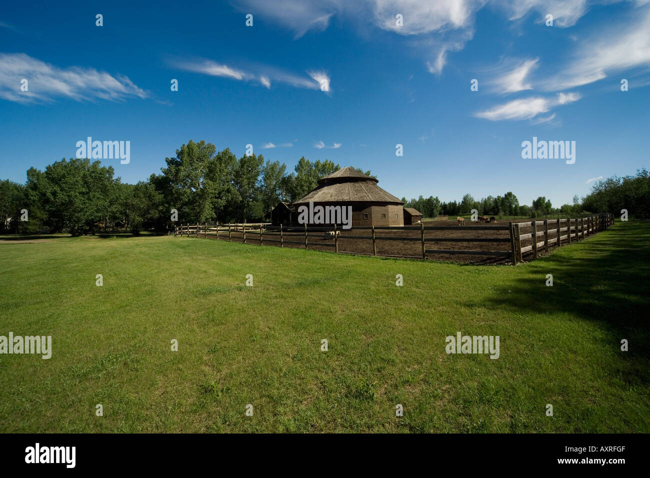 Henderson Round Barn a Fort Edmonton Foto Stock