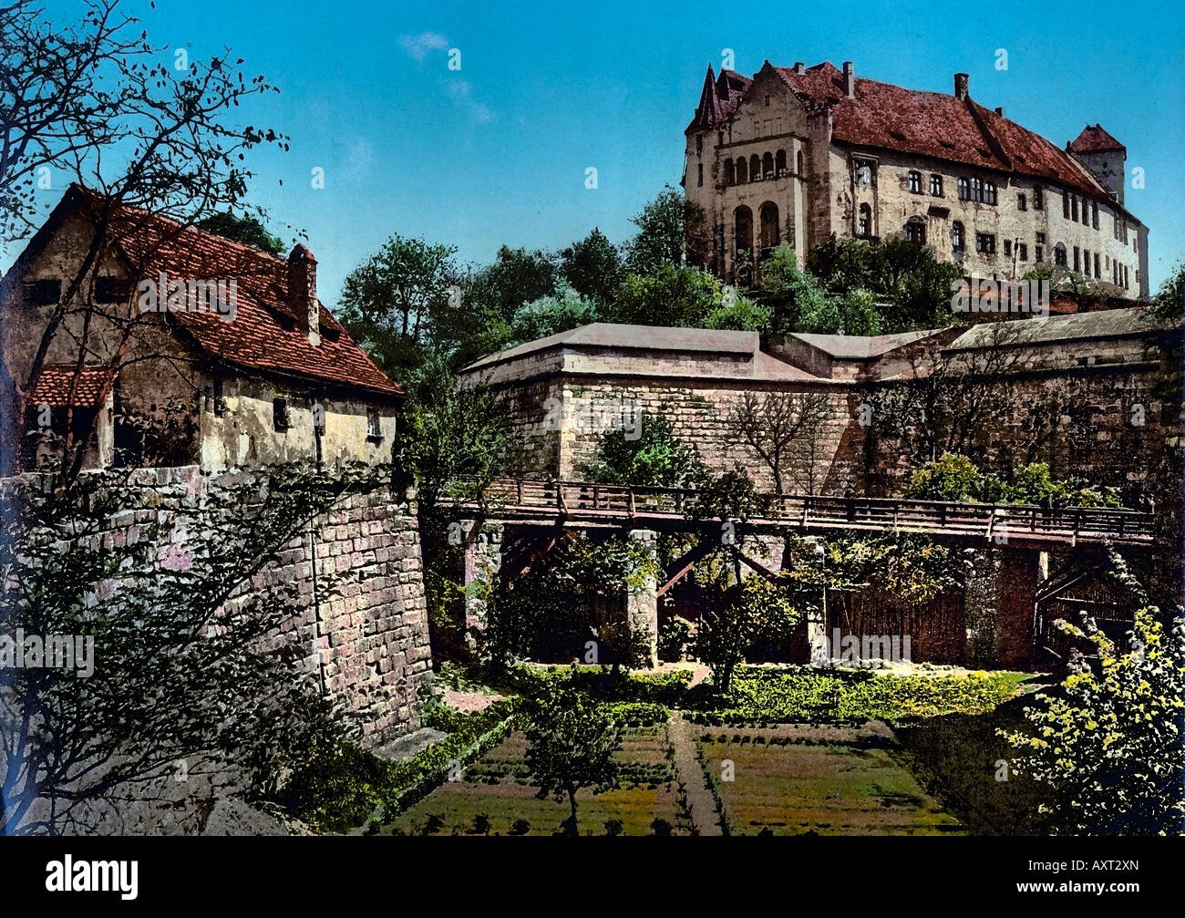 West vista laterale del Castello di Norimberga, la Baviera Germania Foto Stock