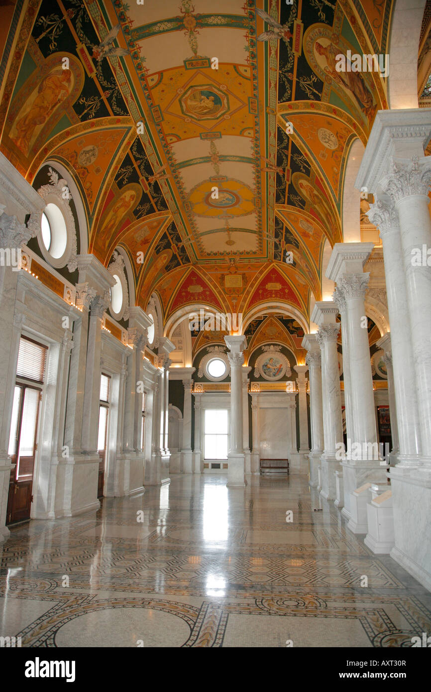 La Biblioteca del Congresso interno, Thomas Jefferson Building, Washington DC, Stati Uniti d'America Foto Stock