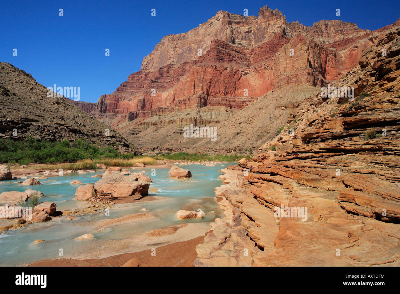 Little Colorado River appena al di sotto della confluenza con il Fiume Colorado nel parco nazionale del Grand Canyon Foto Stock