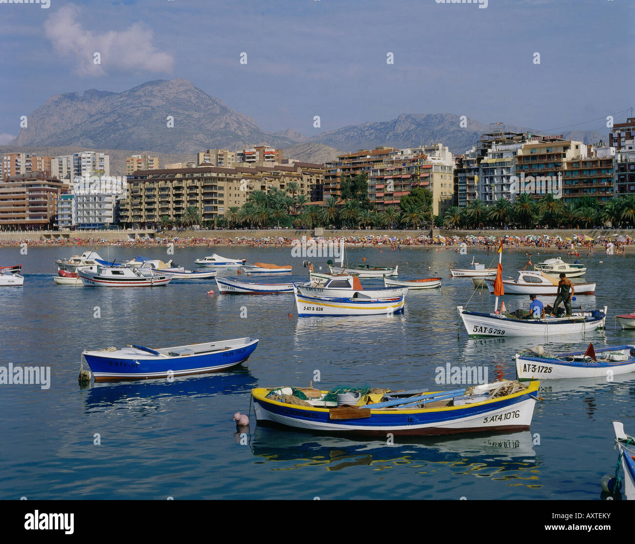 Geografia / viaggio, Spagna, Costa Blanca, Benidorm, hotel, porto, spiaggia, turismo, vacanze, vacanze, vacanza, viaggio, Foto Stock