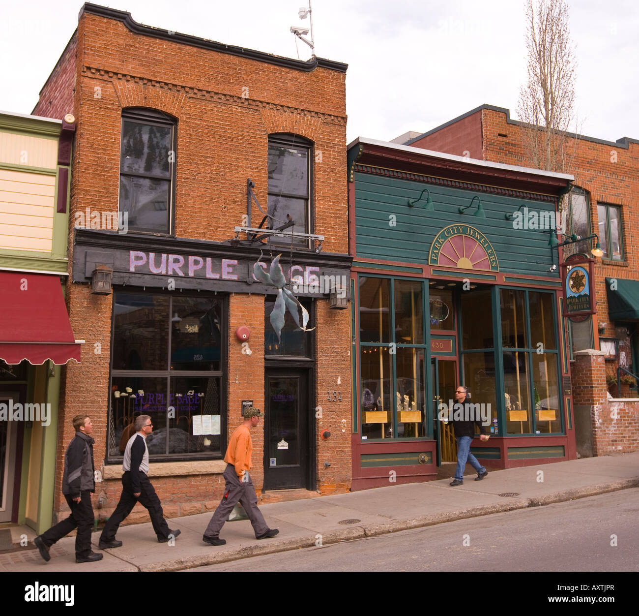 PARK CITY UTAH USA la gente a piedi da edifici storici sulla strada principale Foto Stock