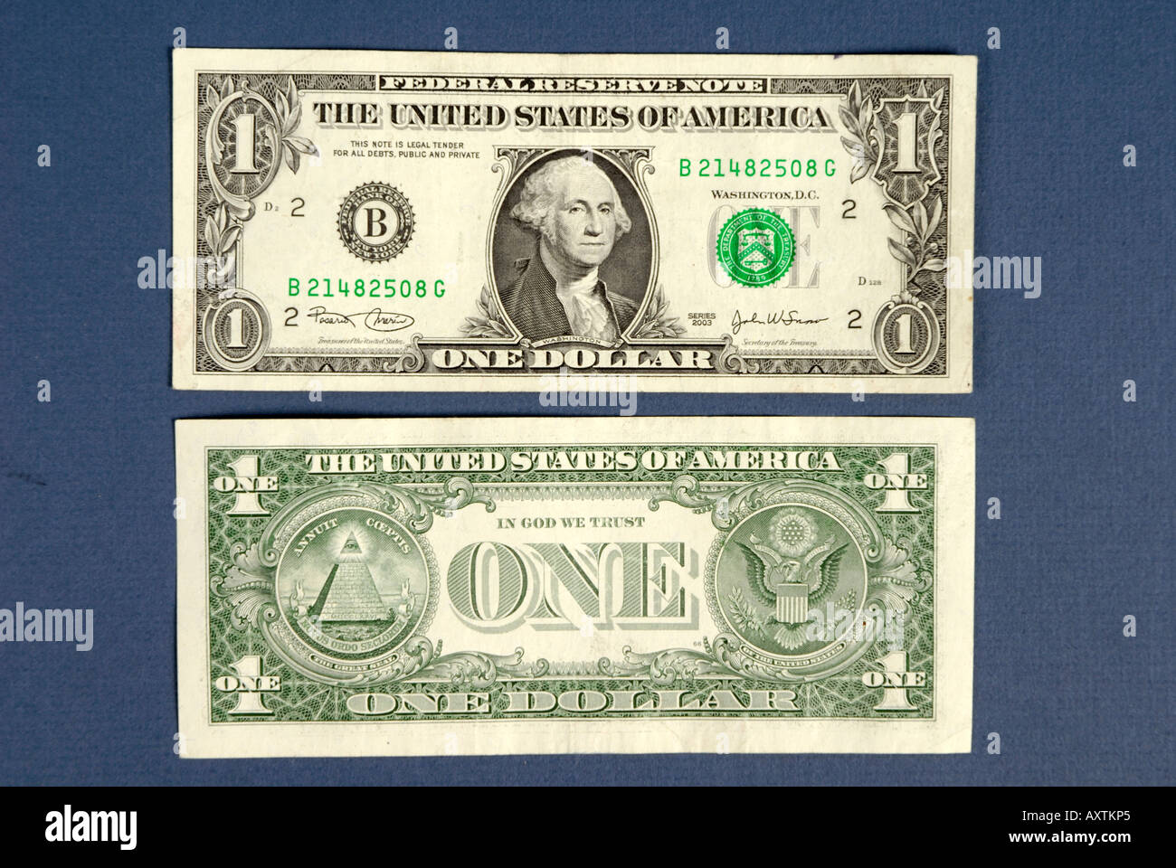 1 di un dollaro americano Bill Foto Stock